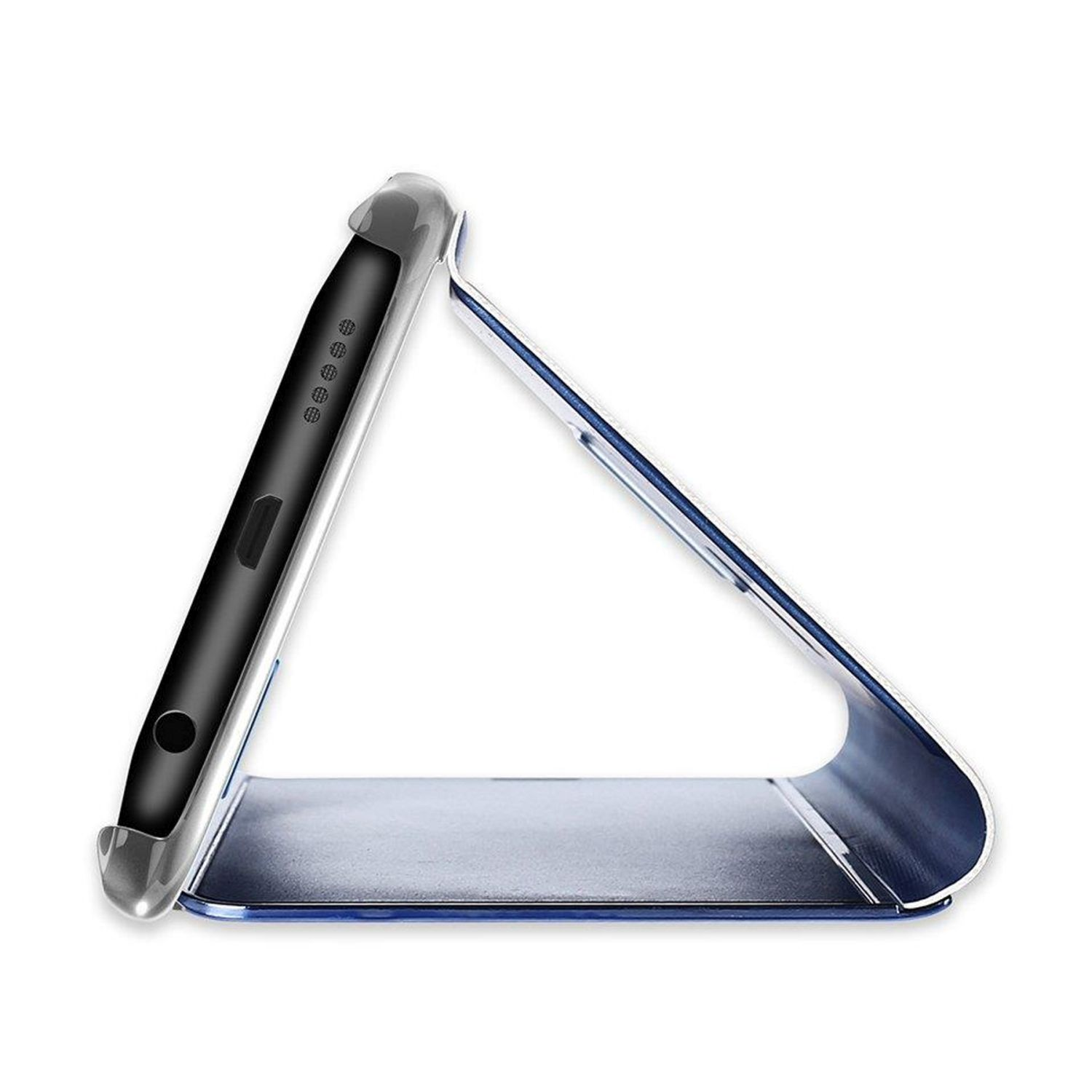Smart Blau Schutzhülle Samsung Spiegel COFI Bookcover, A14 Smart 5G Mirror kompatibel Galaxy Samsung, 5G, Cover View A14 Blau, mit Galaxy
