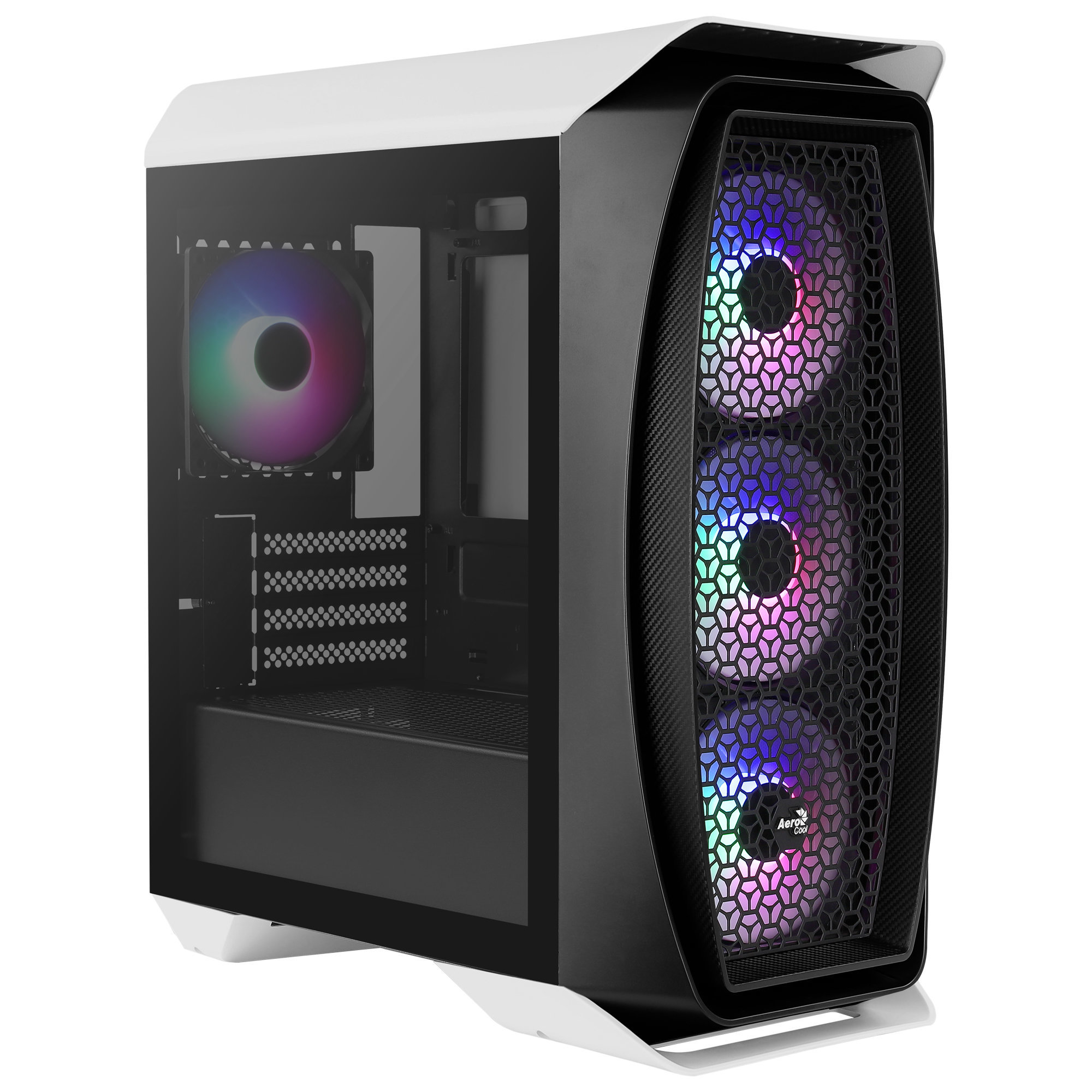 Aerocool One Mini frost cristal templado usb 3.1 rgb blanca reacondicionado caja microatx tower ordenador pc 4 ventiladores 2 paneles atx 3.2 vidrio semitorre