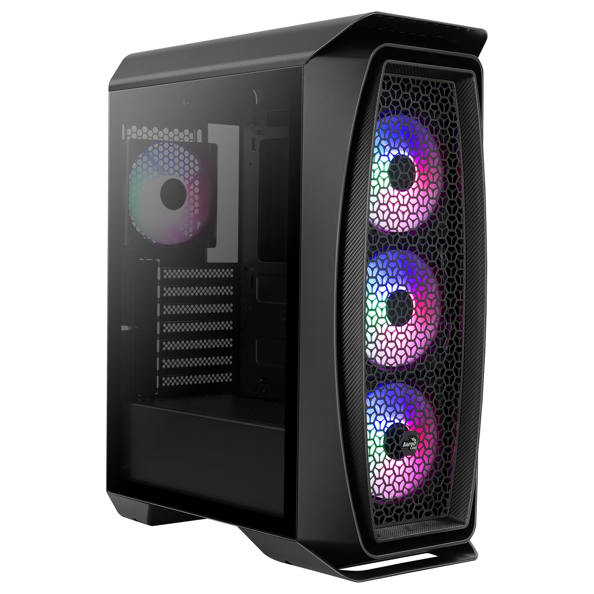 Aerocool One Frost tower negro caja ordenador pc cristal templado usb 3.1 rgb atx torre carcasa aeroonefrostbk ventana lateral 4 ventiladores 120mm