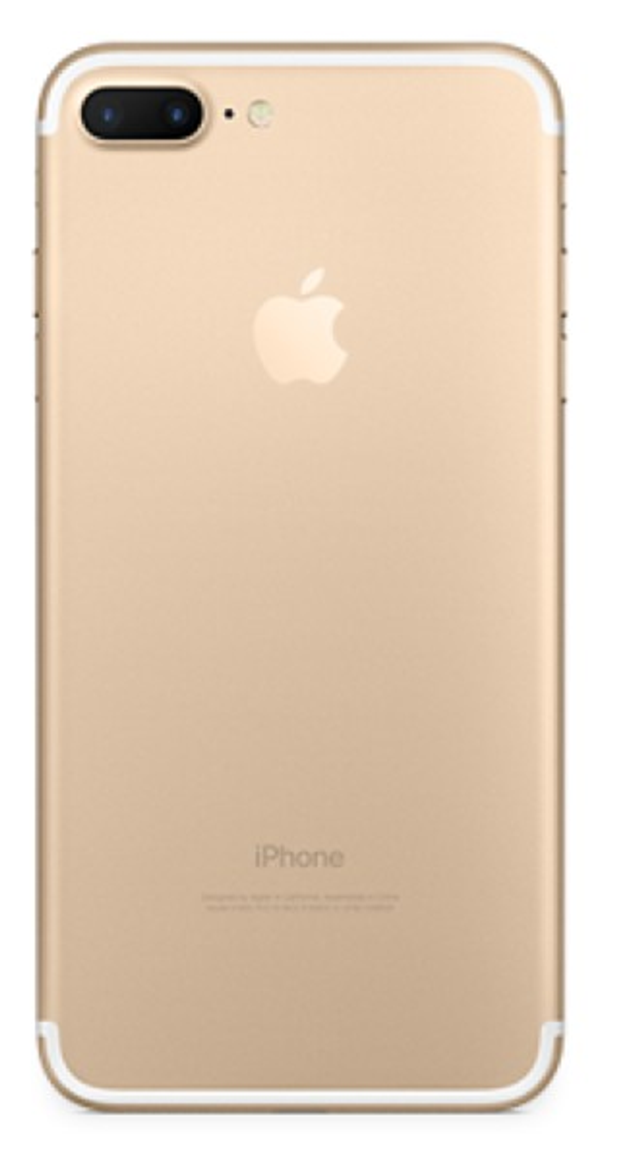 Goldenes iPhone-Rückseite mit Apple-Logo und iPhone-Text. Weißer Hintergrund.