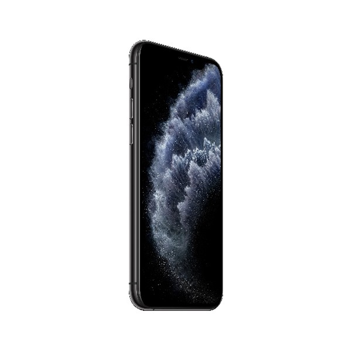 Czarny iPhone 11 Pro, widok z boku. Elegancki design, widoczne przyciski boczne i aparat.
