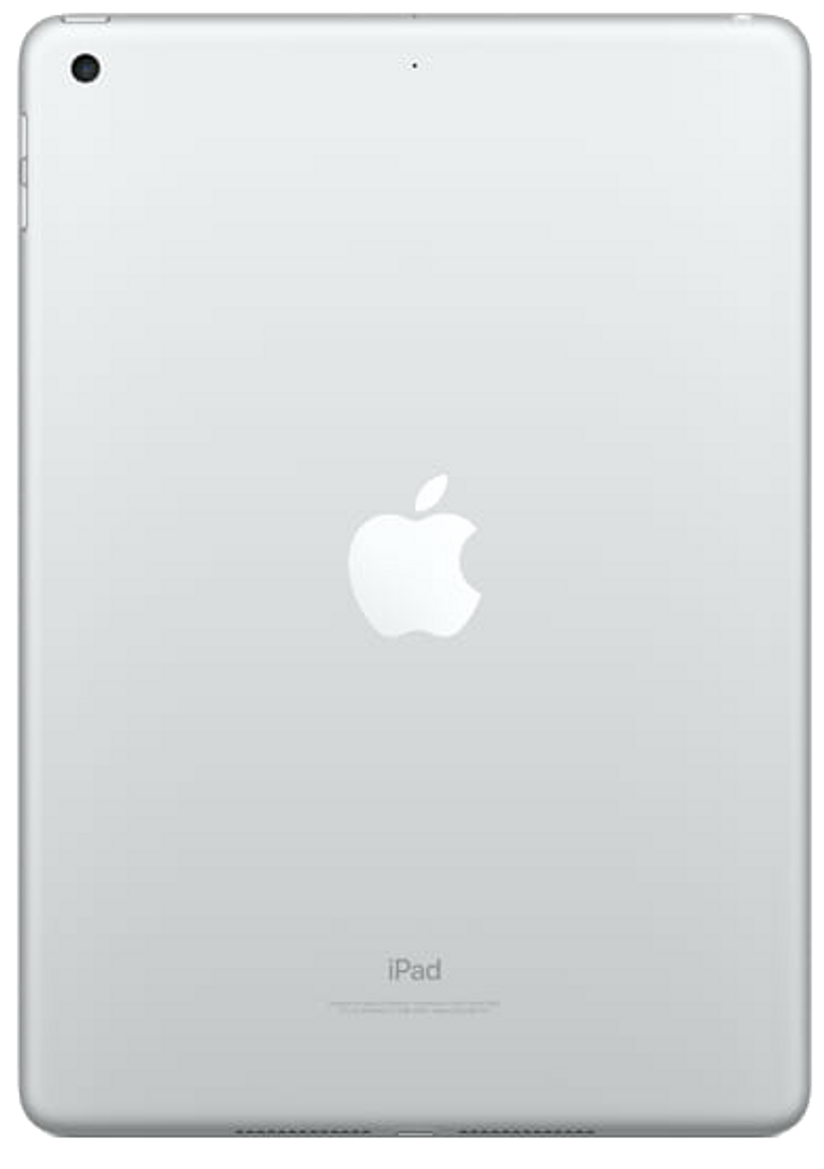 Parte trasera de un iPad plateado con el logo de Apple.