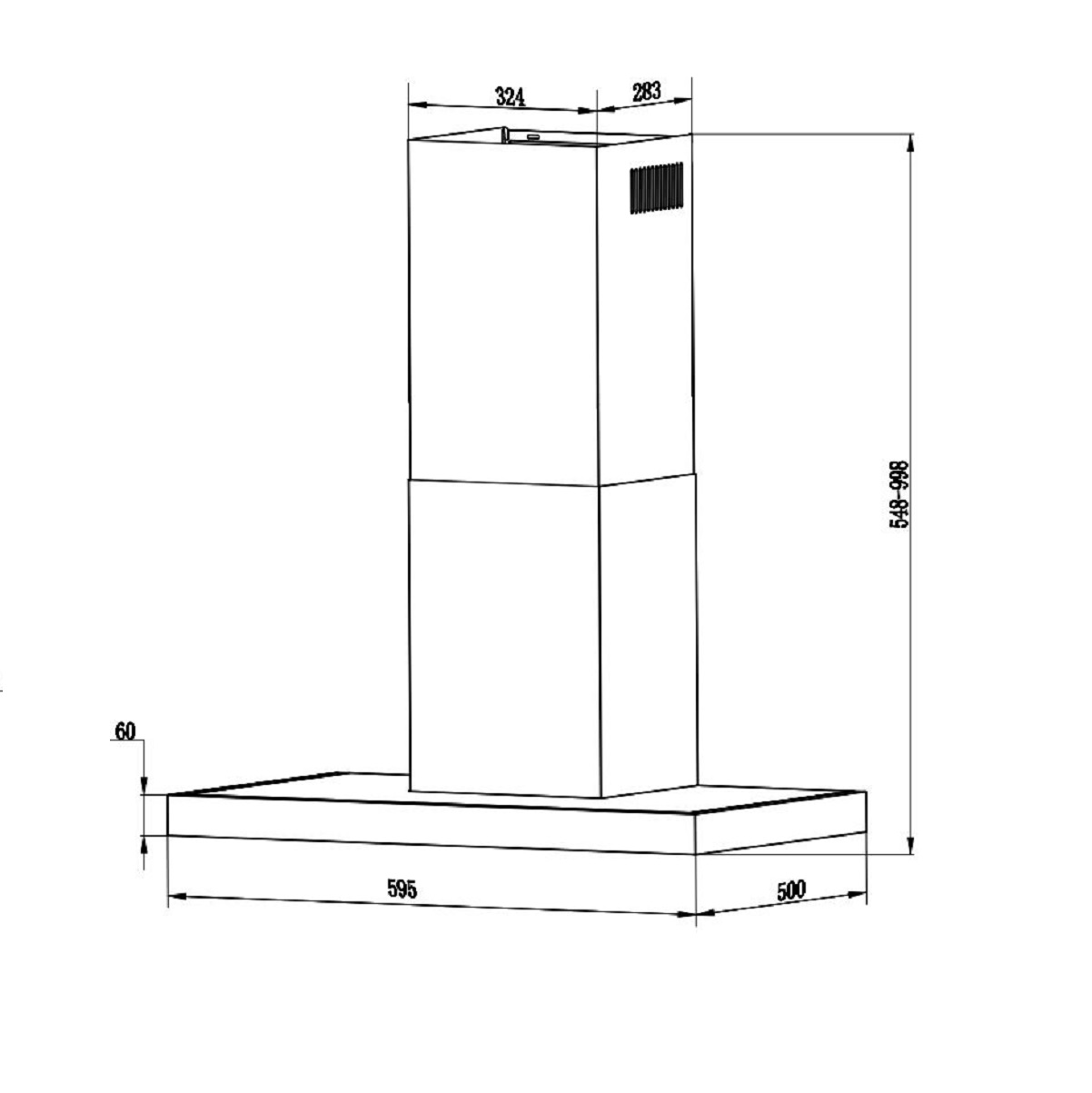 Umluftset Umluftset Schräghauben 500 mm mm CH44060-60GAM, (595 tief) RESPEKTA breit,