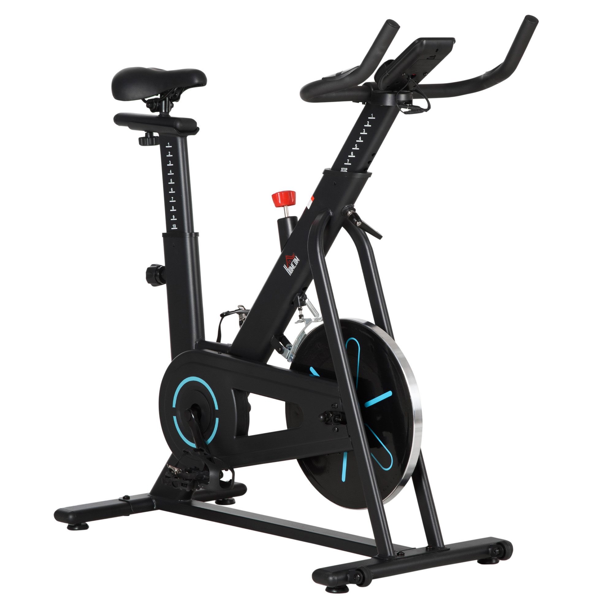 Bicicleta De Spinning homcom volante 65kg ajustable pantalla lcd con inercia 110x52x105120 cm negro 65 fitness asiento y manillar