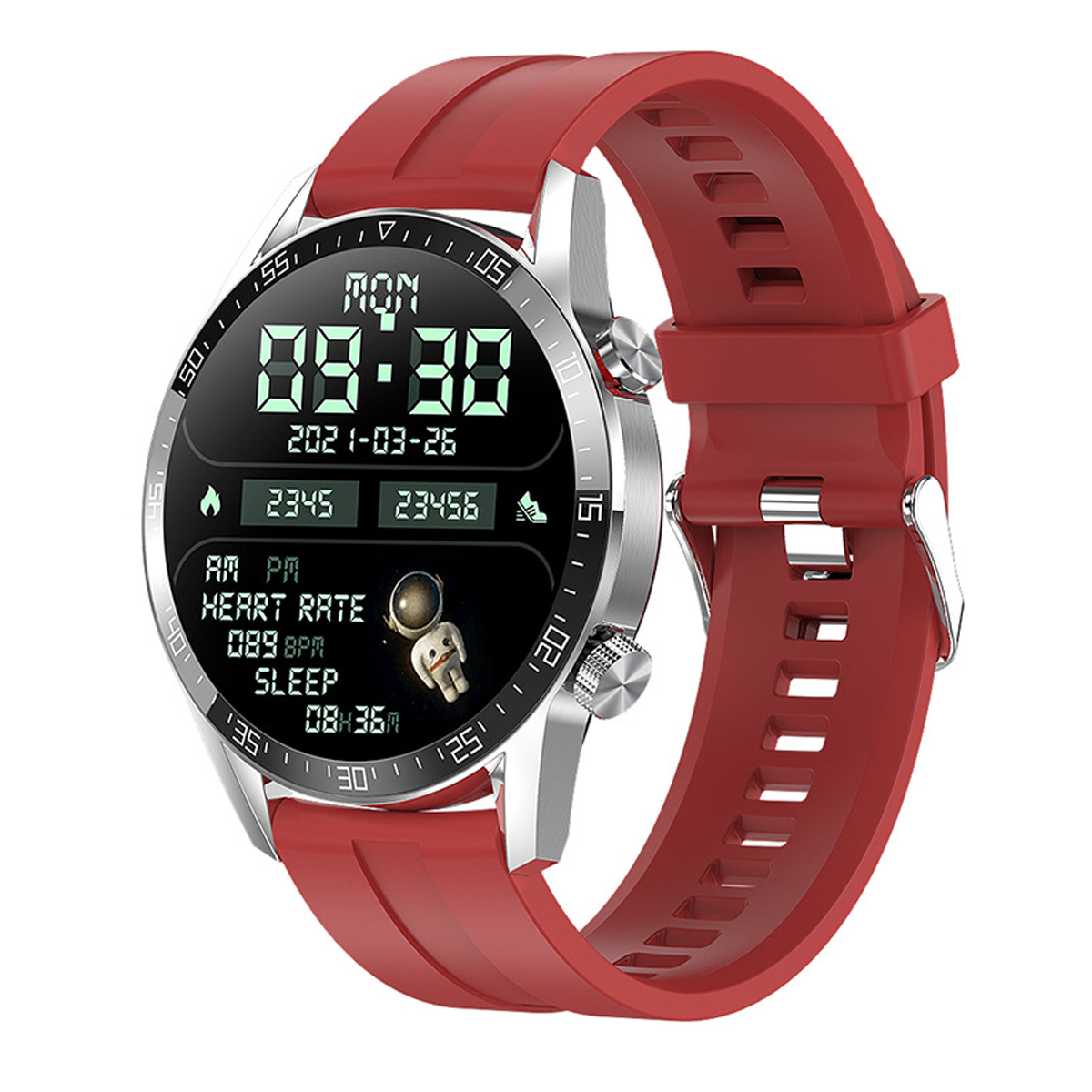 Smart-Armband Watch Herzfrequenzmesser Bluetooth Talk Silikon, BRIGHTAKE Smartwatch Rot NFC Schrittzähler Rot Smart