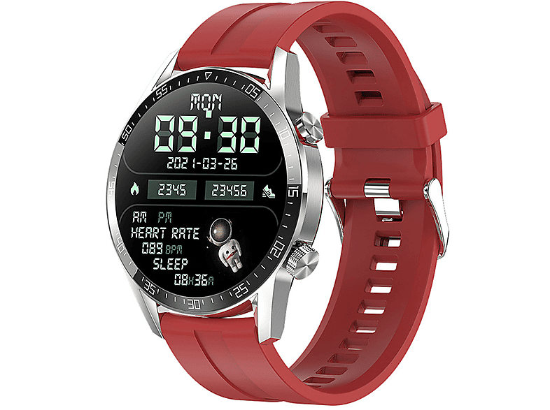 Smartwatch Rot Talk Silikon, NFC Schrittzähler Watch Herzfrequenzmesser Bluetooth Rot BRIGHTAKE Smart Smart-Armband