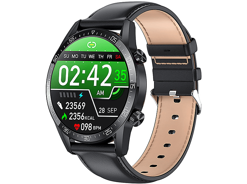 Smart NFC Herzfrequenzmesser Smart-Armband Smartwatch Watch Schwarz Talk Schwarz BRIGHTAKE Bluetooth Schrittzähler Leder,