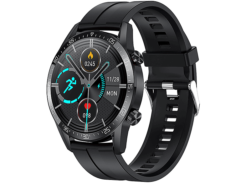 BRIGHTAKE Smart Watch Schwarz Bluetooth Herzfrequenzmesser Talk Smartwatch Silikon, Schrittzähler NFC Schwarz Smart-Armband