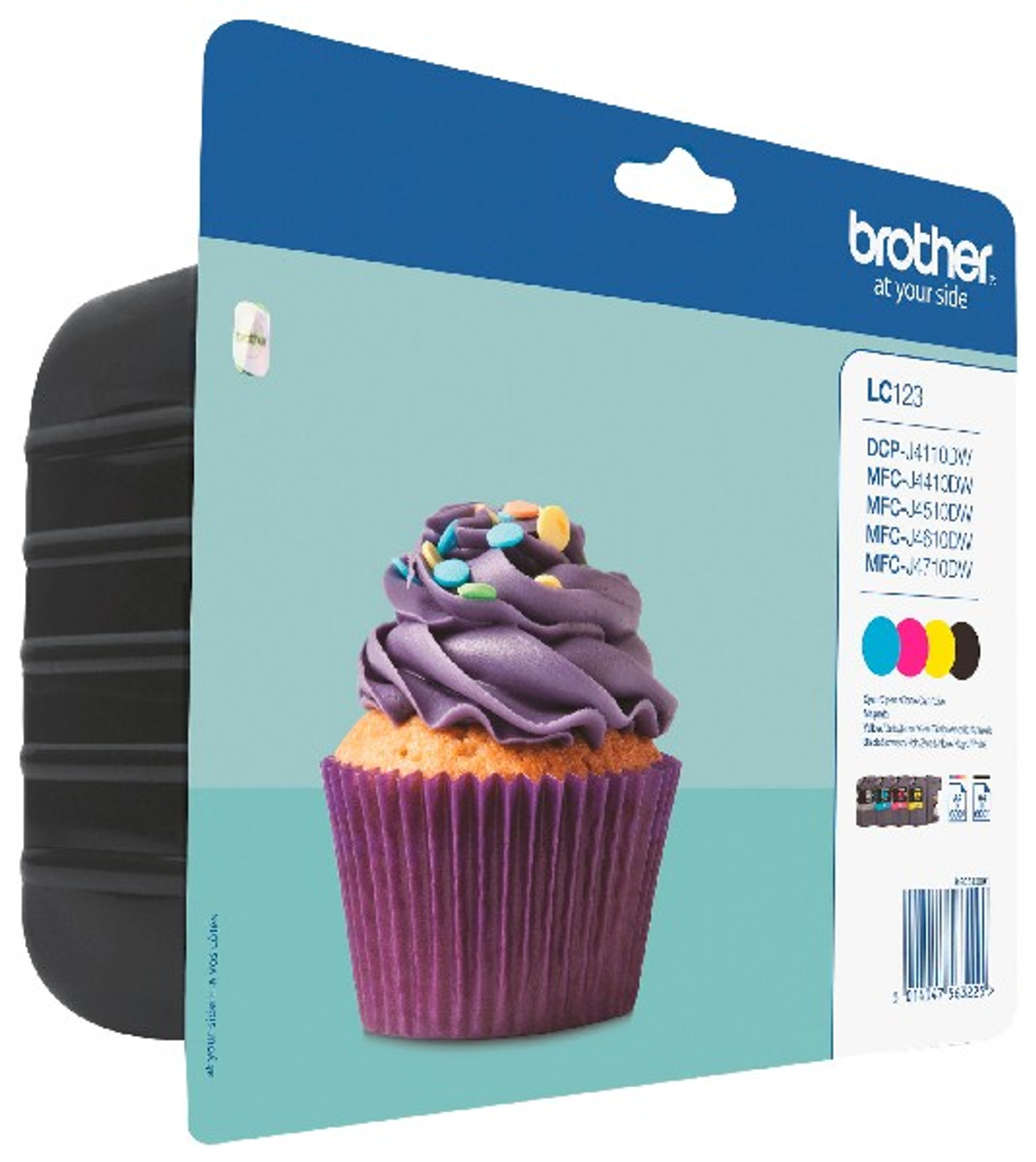 Eine Brother Druckerpatronenverpackung mit einem Cupcake-Bild.