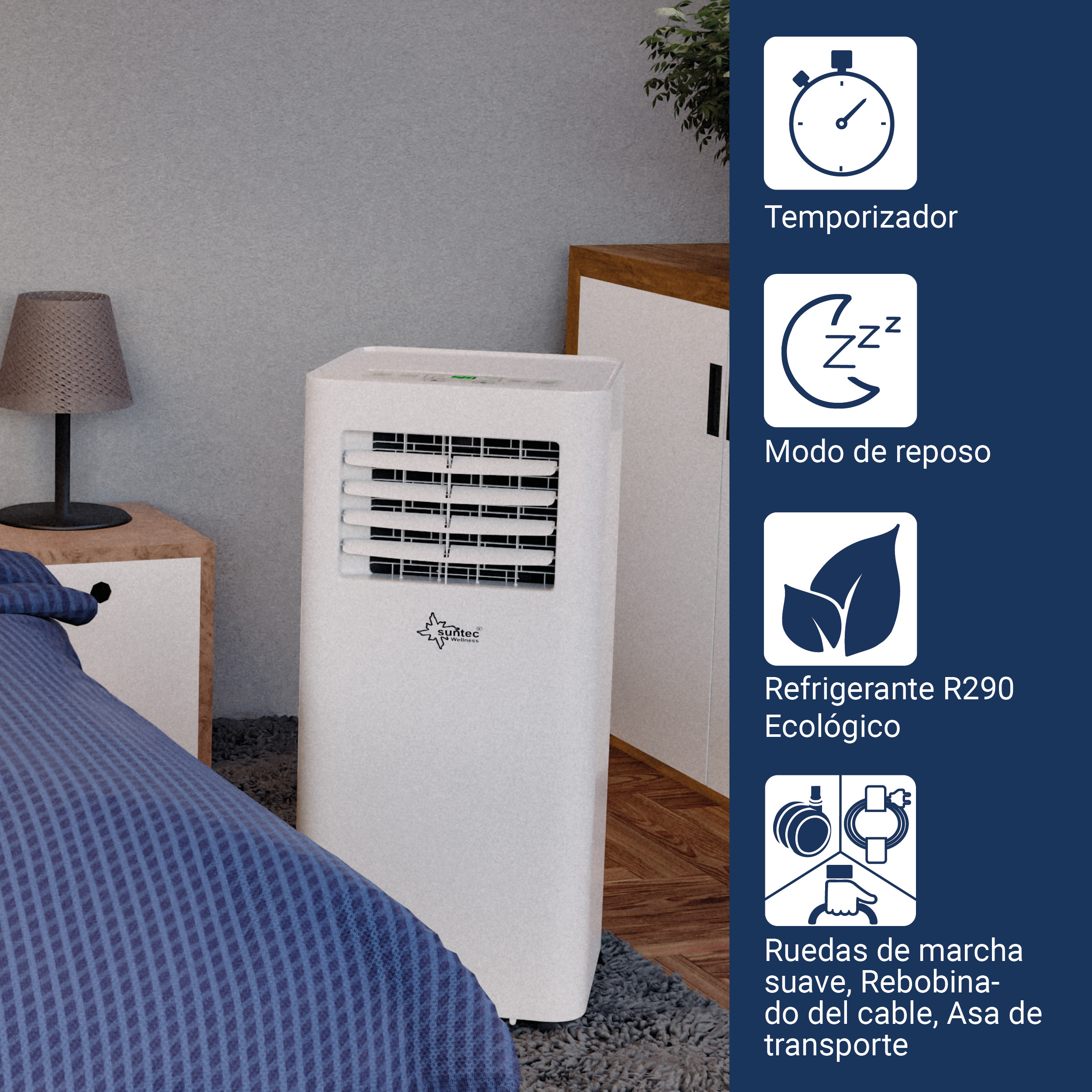 SUNTEC COMFORT Klimagerät mobiles EEK: 60 Eco A) (Max. Weiß 7.0 R290 APP m³, Raumgröße