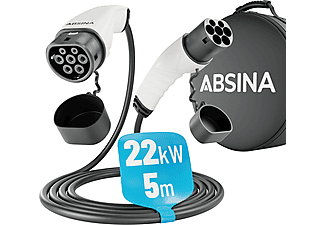 ABSINA Typ 2 Ladekabel 32A / 22kW zum Laden an Ladesäulen Elektroauto Ladekabel, schwarz