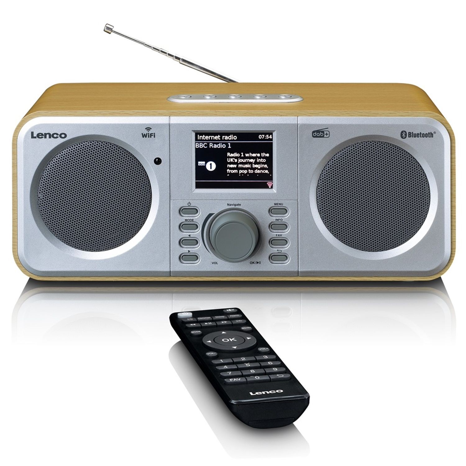 LENCO DIR-141 FM, DAB+, FM, Bluetooth, Internet Multifunktionsradio, DAB+, holzoptik AM, Radio, DAB