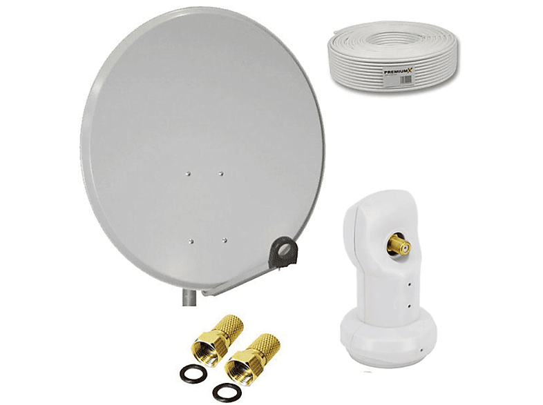PREMIUMX Camping Sat Anlage 60cm Satellitenschssel Single LNB Kabel  F-Stecker Sat Anlage (60 cm, Single LNB)