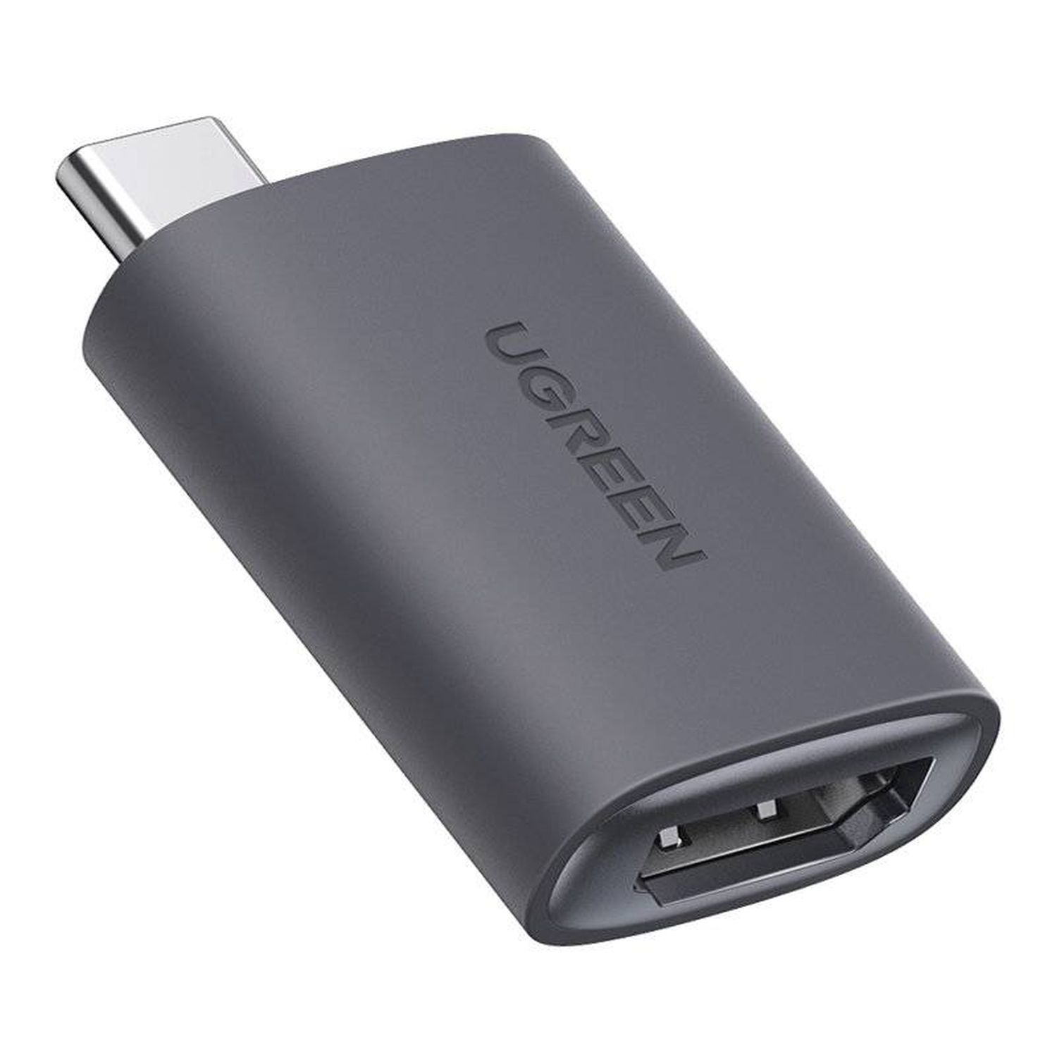 Ein grauer UGREEN-Adapter mit einem USB-C- und einem USB-Anschluss.