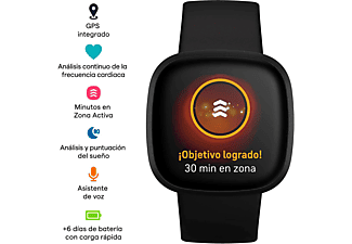 FITBIT Versa 3 Smartwatch Silikonarmband, schwarz