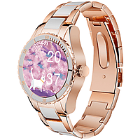 BRIGHTAKE Watch Z73,Armbanduhr, 220mm, Funktionen: Anrufe, Multi-Sport-Modus, Message Push, Gold und Weiß Smartwatch Metall Metall, Weiß