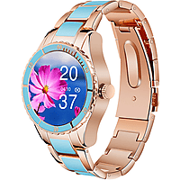BRIGHTAKE Armbanduhr,Watch Z73, 220mm, Funktionen: Anrufe, Multi-Sport-Modus, Message Push, Gold und Blau Smartwatch Metall Metall, 220 mm, Gold/Blau