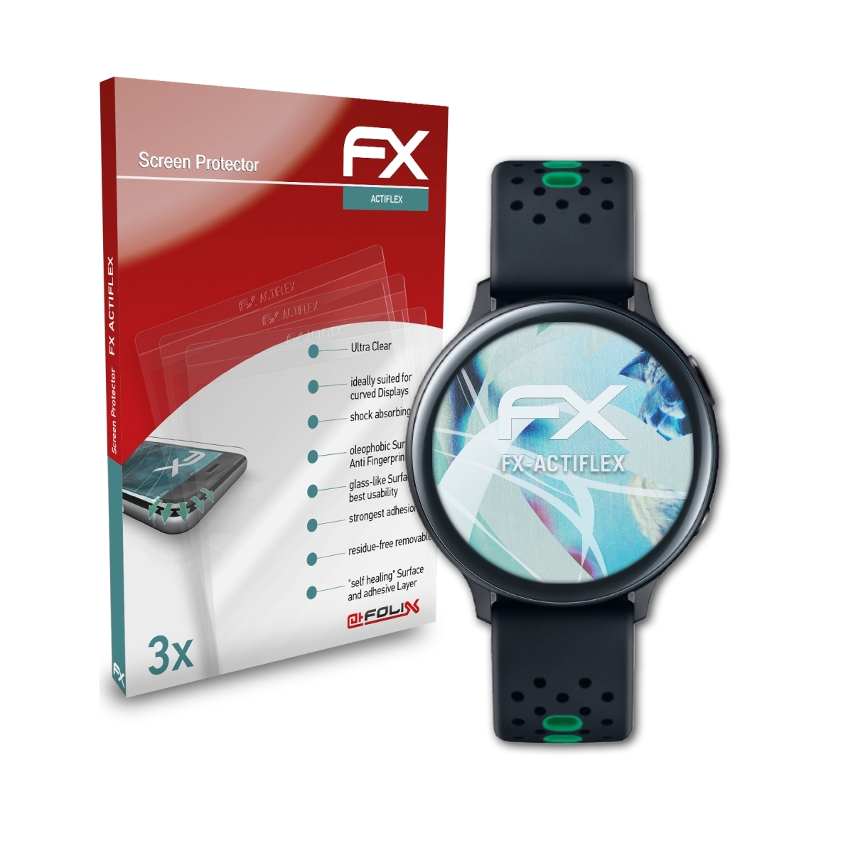 ATFOLIX 3x GolfBuddy Displayschutz(für Active2 (44mm)) FX-ActiFleX