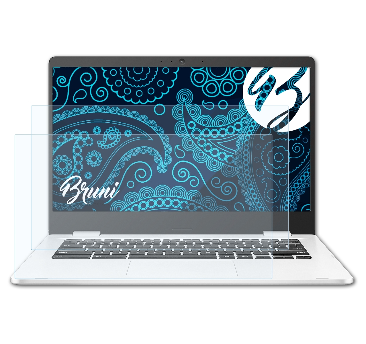 BRUNI 2x Basics-Clear Schutzfolie(für Asus (C424MA)) C424 Chromebook