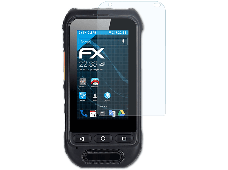 ATFOLIX RugGear FX-Clear RG360) 3x Displayschutz(für