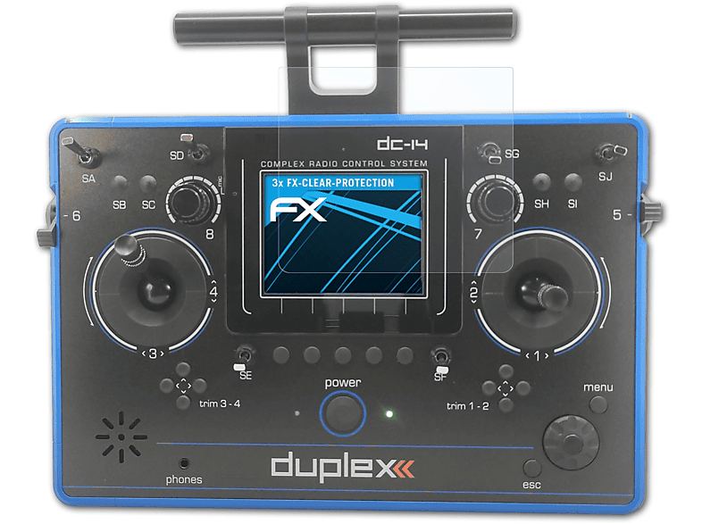 ATFOLIX 3x FX-Clear Transmitter Displayschutz(für II) Jeti Duplex DC-14