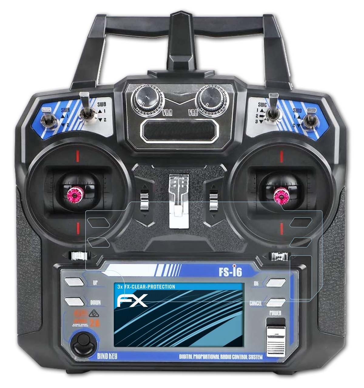 ATFOLIX 3x FX-Clear Displayschutz(für FS- i6) FlySky