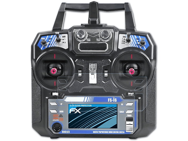 ATFOLIX 3x FX-Clear Displayschutz(für FlySky FS- i6)