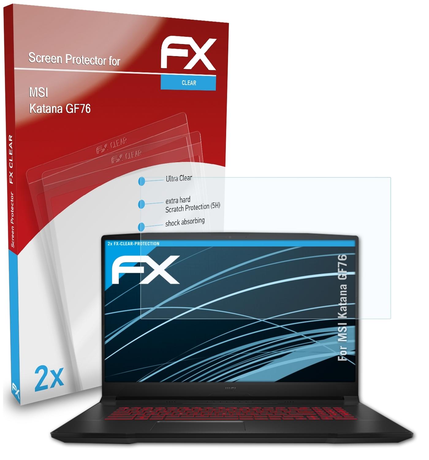 GF76) 2x FX-Clear Displayschutz(für MSI ATFOLIX Katana