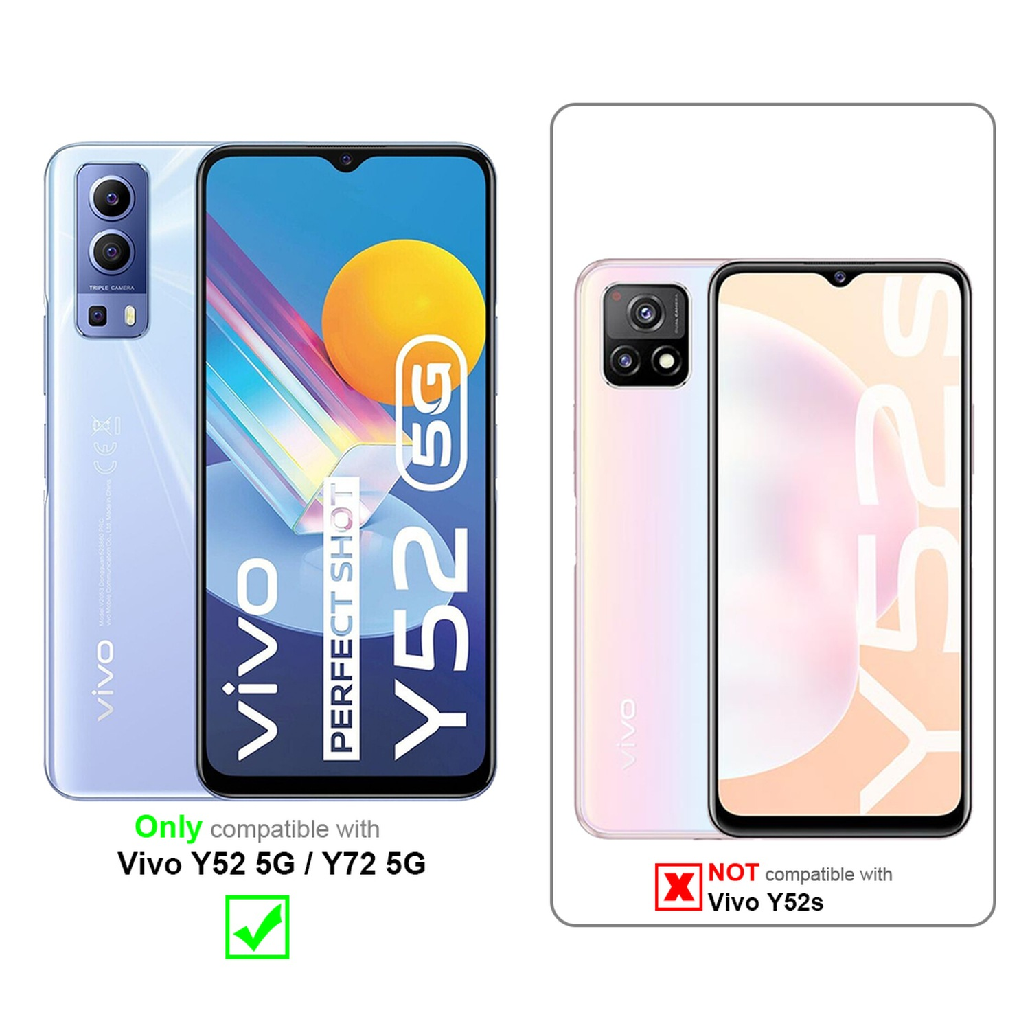 Immagine che mostra due telefoni con confronto di testo. Un telefono è compatibile, l'altro no.