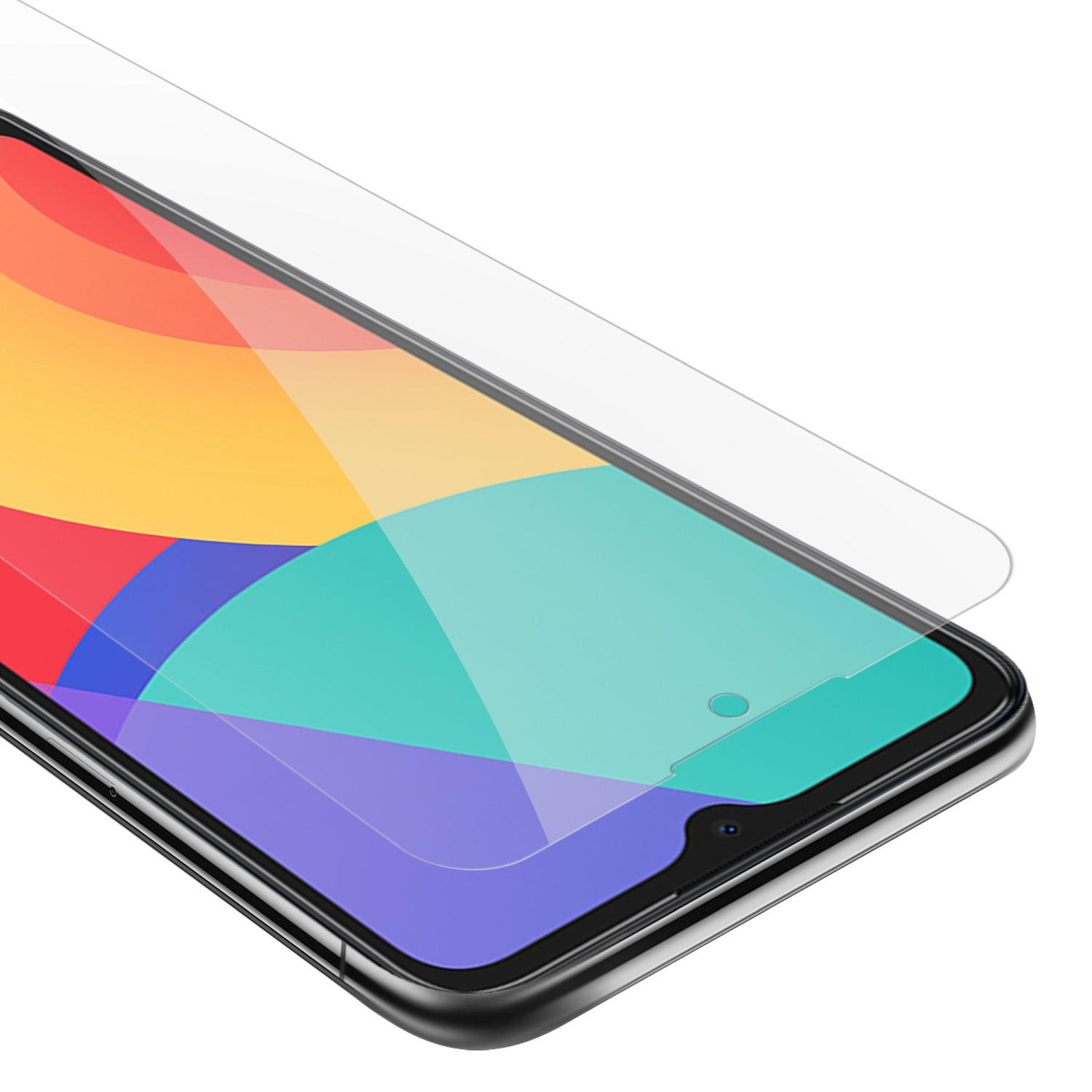 Uno schermo del telefono è protetto da una protezione schermo trasparente.