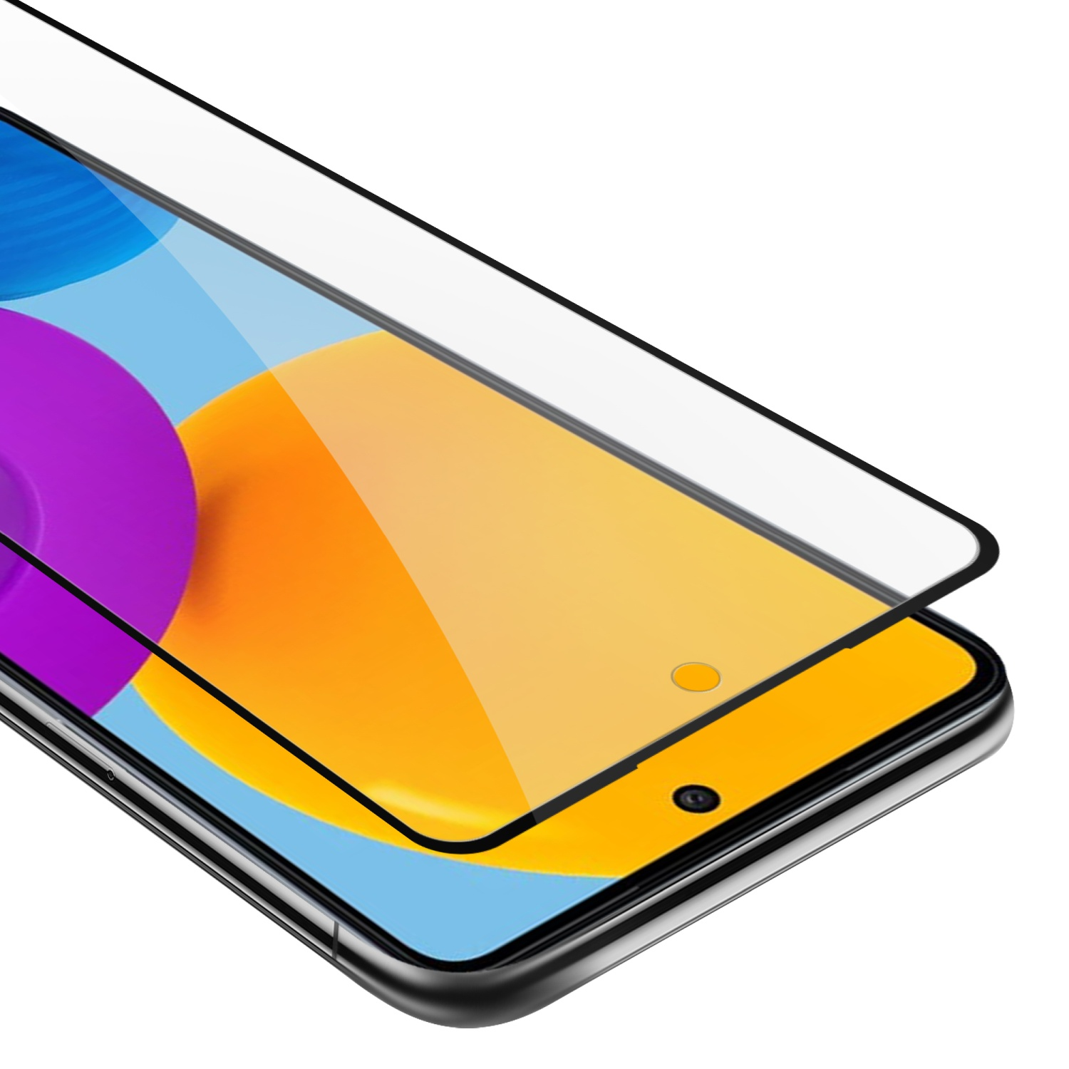 Uno schermo del telefono con una protezione, parzialmente staccata, che mostra l'angolo superiore.