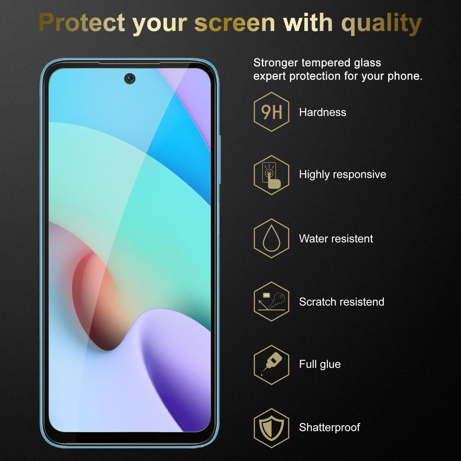 Xiaomi Schutzfolie(für kelebend voll CADORABO RedMi 10) Schutzglas