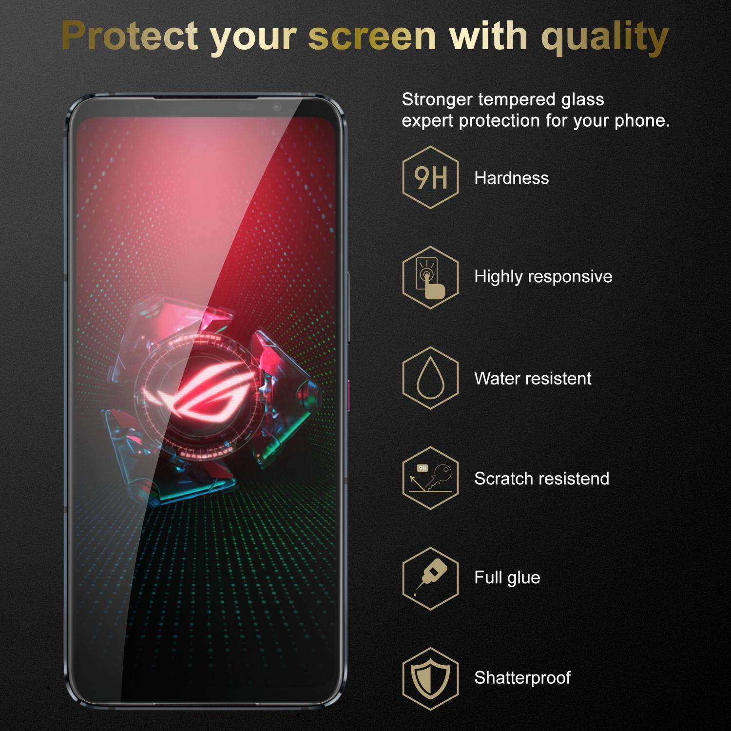 Cadorabo Vetro Temperato 9H Per Asus ROG Phone – Pellicola Protettiva Trasparente, Compatibile 3D Touch