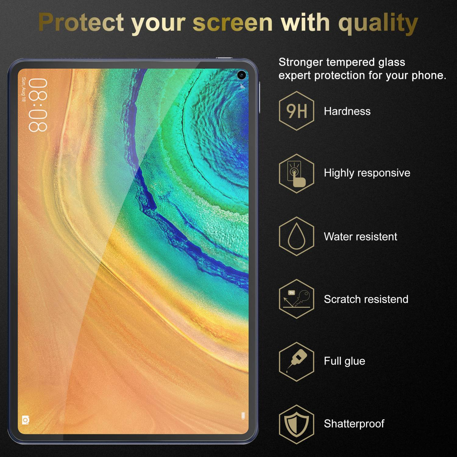 Schermo del telefono con protezioni schermo applicate.