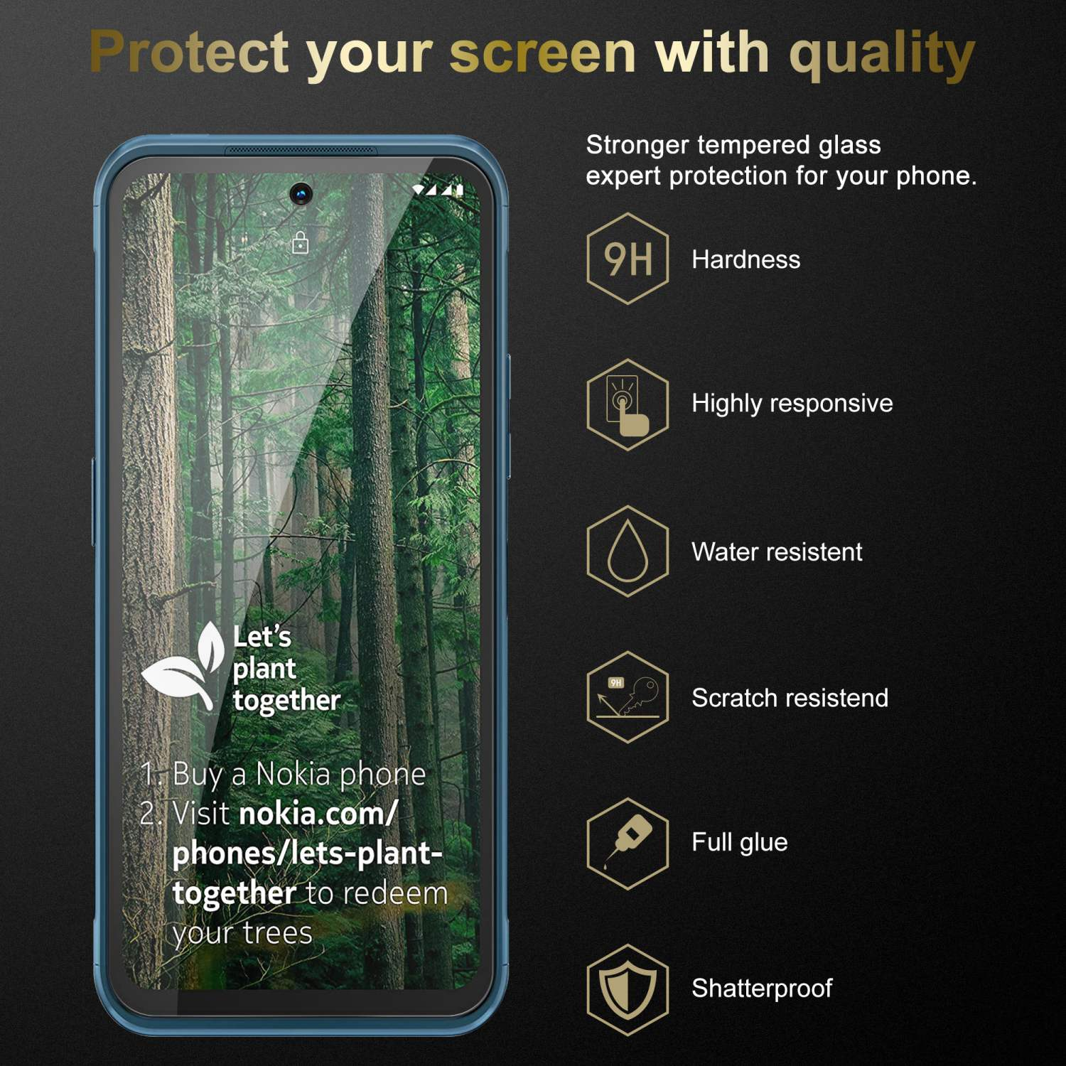 3x Tempered XR20) Schutzglas Nokia Schutzfolie(für CADORABO Glas