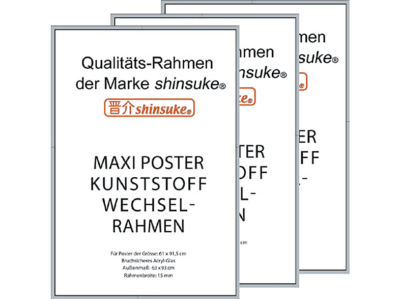 Rahmen Kunststoff 3er-Set - Maxi 61x91,5 silber