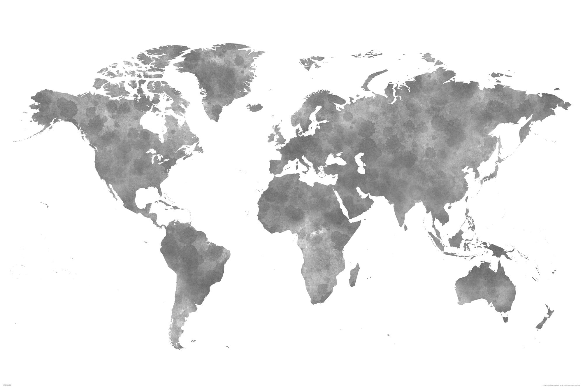 Aquarell - Landkarten - Weltkarte grau -