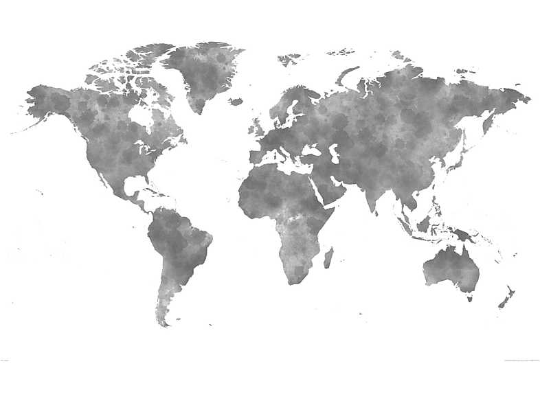 Landkarten - Weltkarte - Aquarell - grau