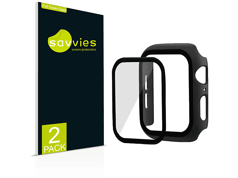 SAVVIES 2x Savvies Cover Panzerglas, Ultra 2 für (49 Watch mit Full mm)) Watch (schwarz) 2 Schutzglas(für Apple / Case Ultra Ultra Apple Hülle