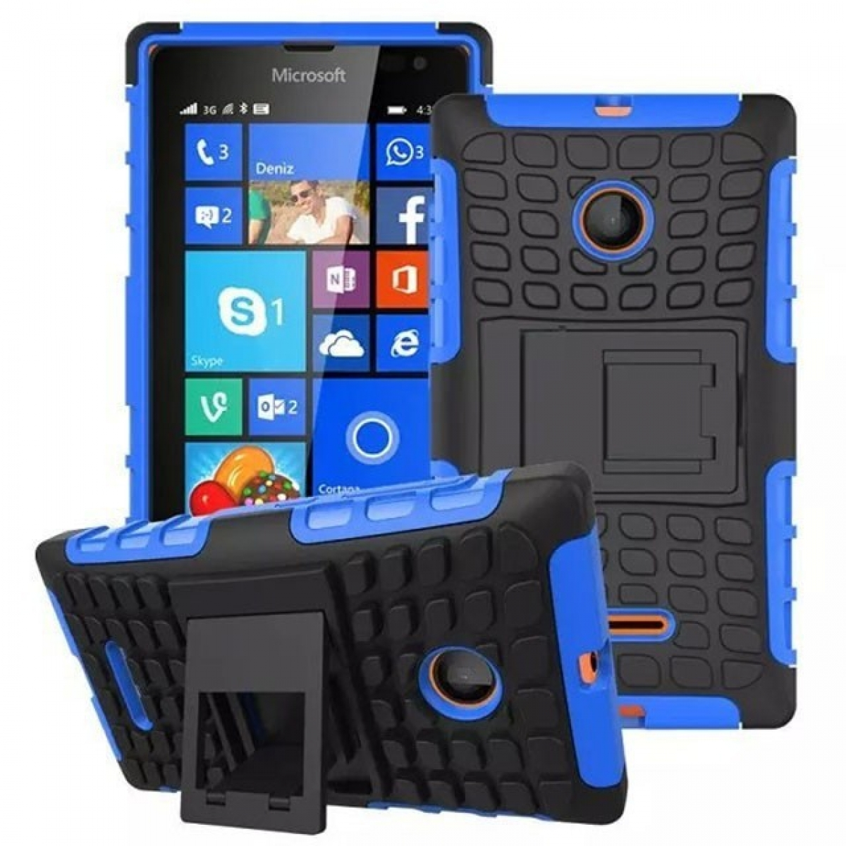 CASEONLINE 2i1, Microsoft, Lumia Backcover, 435, Blau