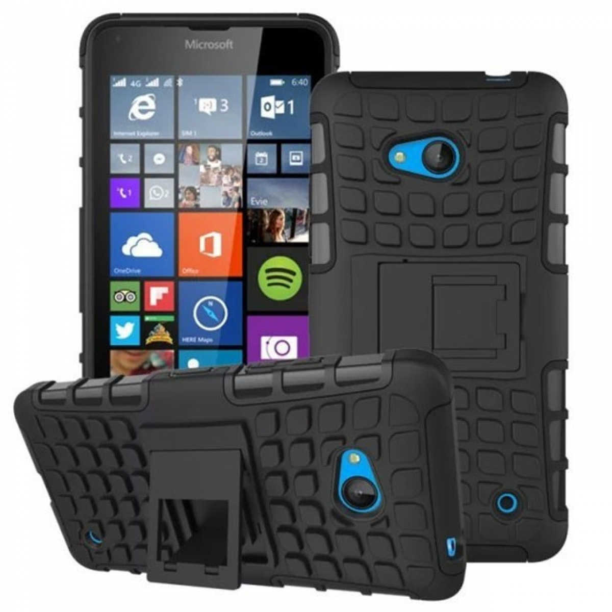 Backcover, Schwarz 2i1, 640, CASEONLINE Lumia Microsoft,