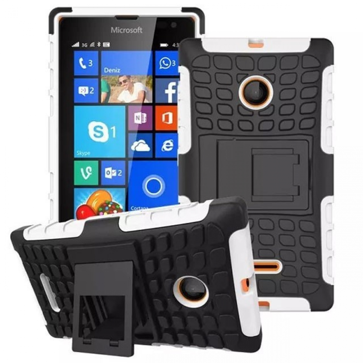 CASEONLINE 2i1, Weiß Microsoft, Lumia 435, Backcover
