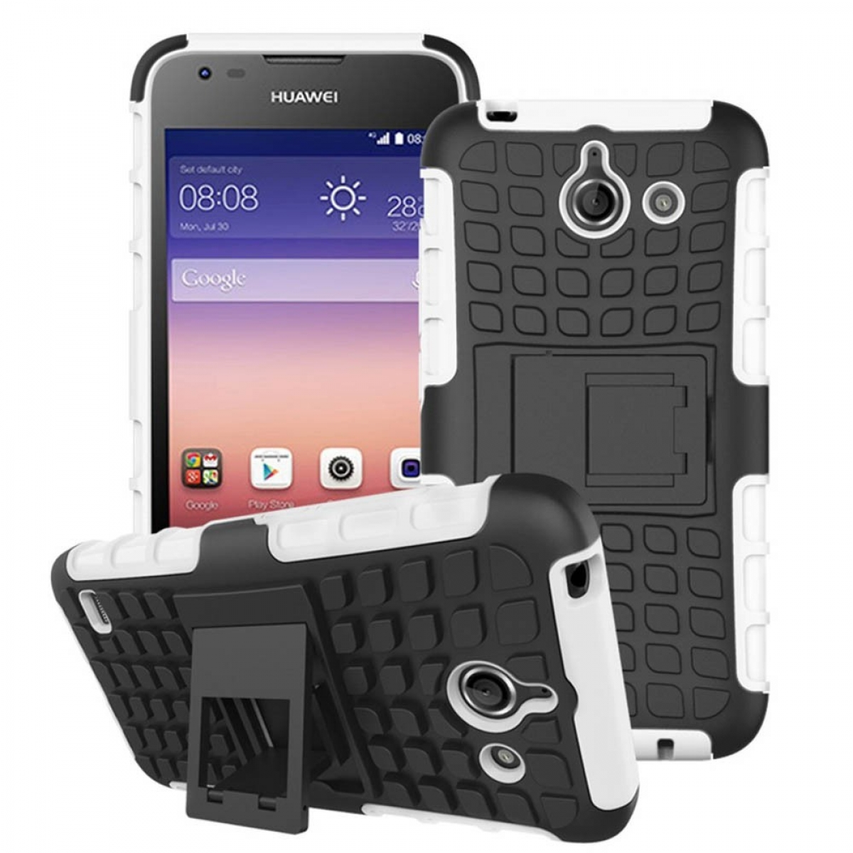 Backcover, Huawei, CASEONLINE 2i1, Y550, Weiß Ascend