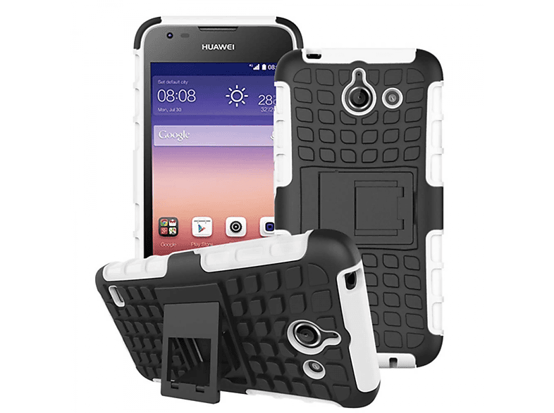 Huawei, CASEONLINE Weiß Ascend Y550, Backcover, 2i1,