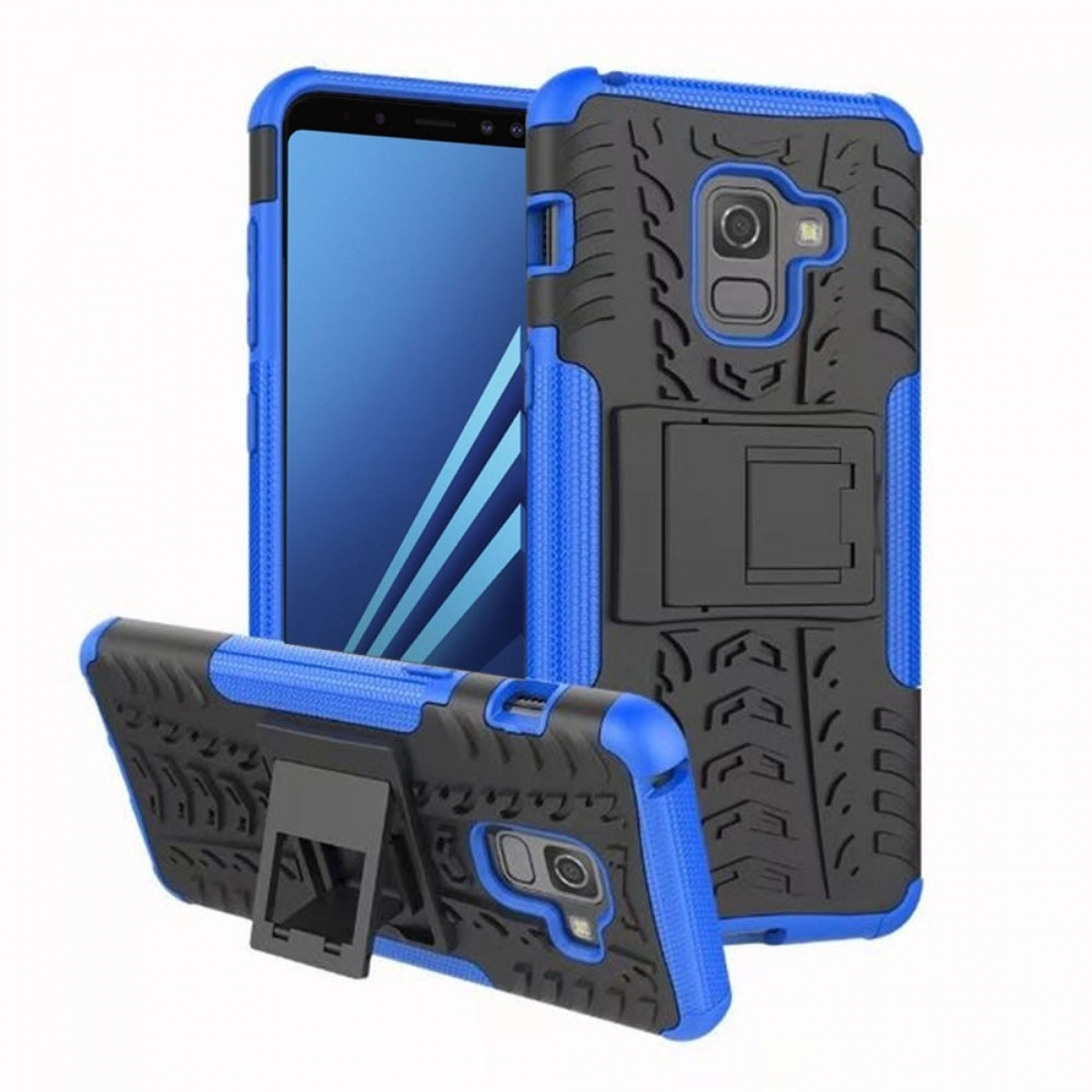 Galaxy Backcover, Plus A8 Samsung, CASEONLINE Blau 2i1, (2018),