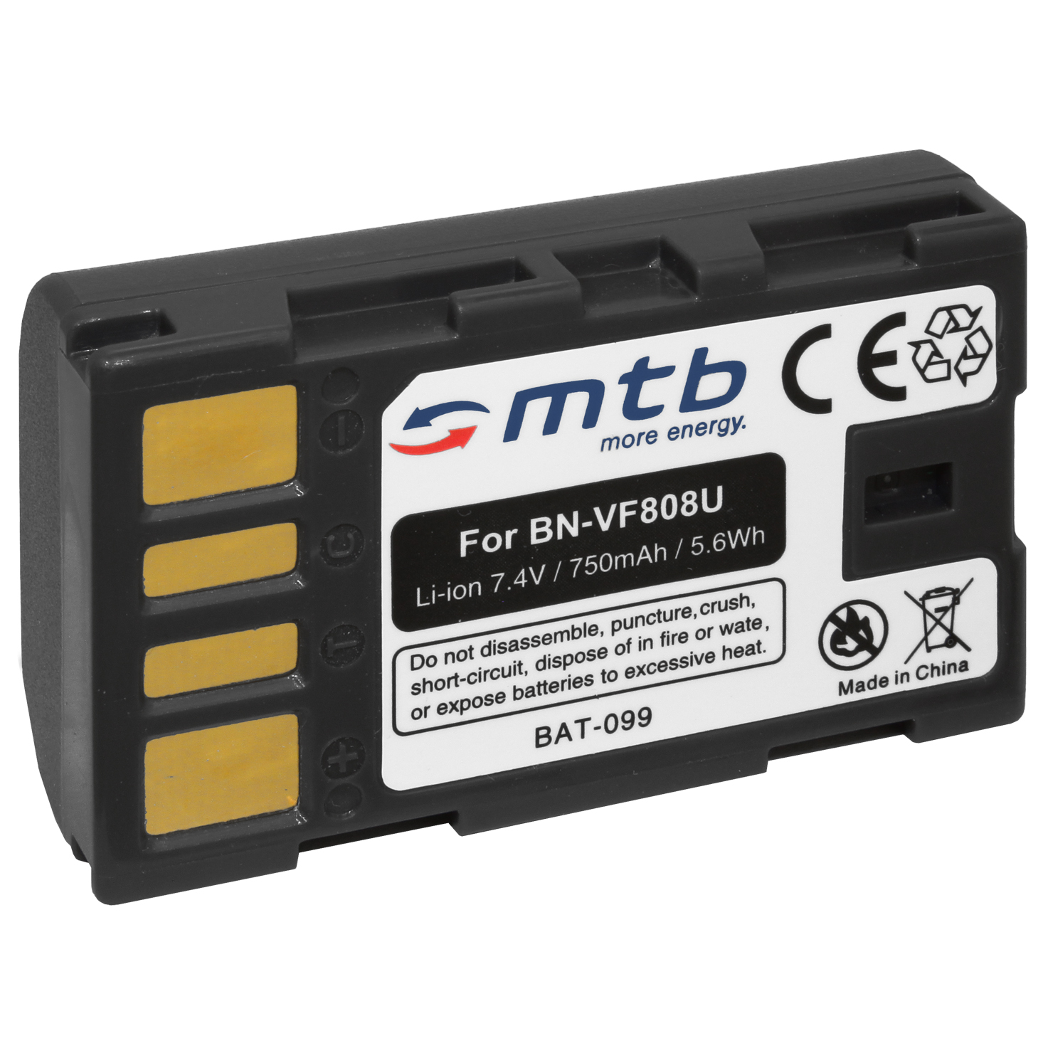 Schwarze Batterie mit gelben Kontaktpunkten und dem Markennamen 'smtb'.