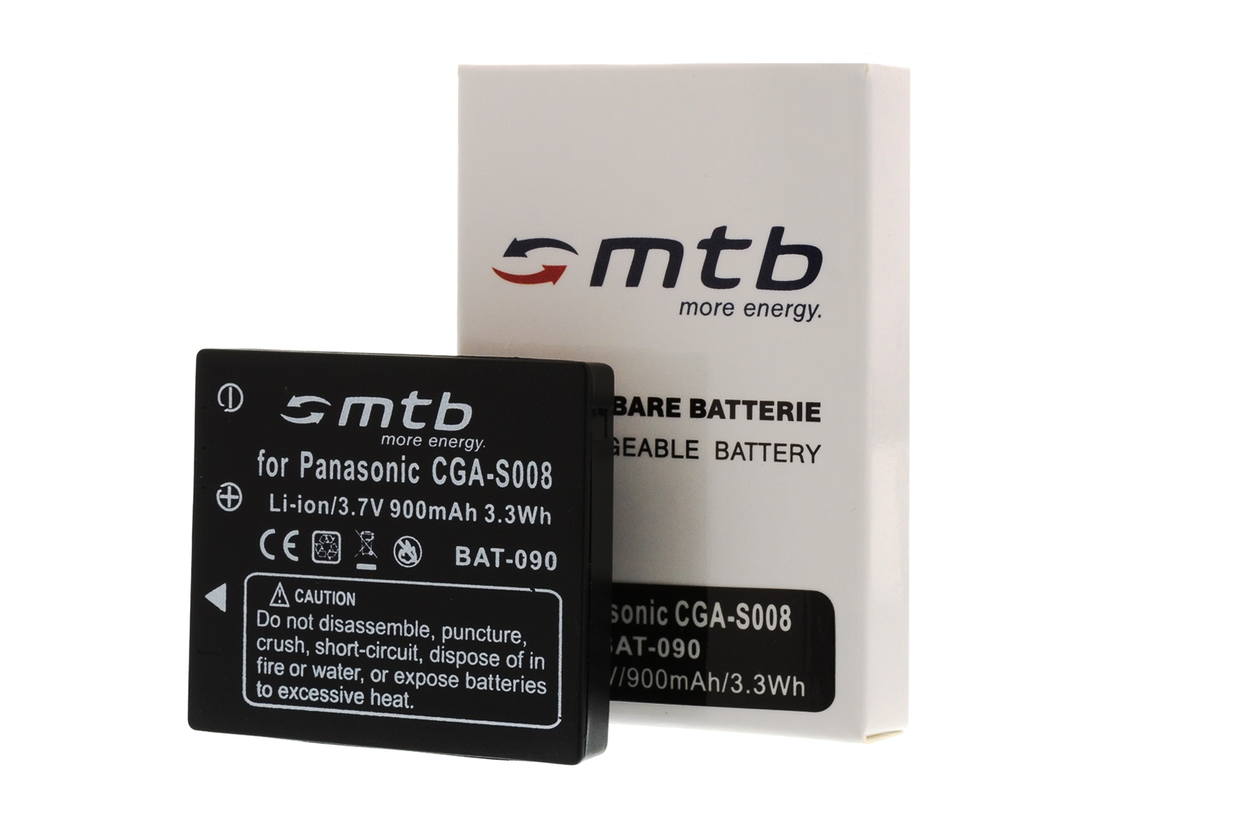 BAT-090 MTB 900 mAh Li-Ion, Akku, CGA-S008 ENERGY 2x MORE