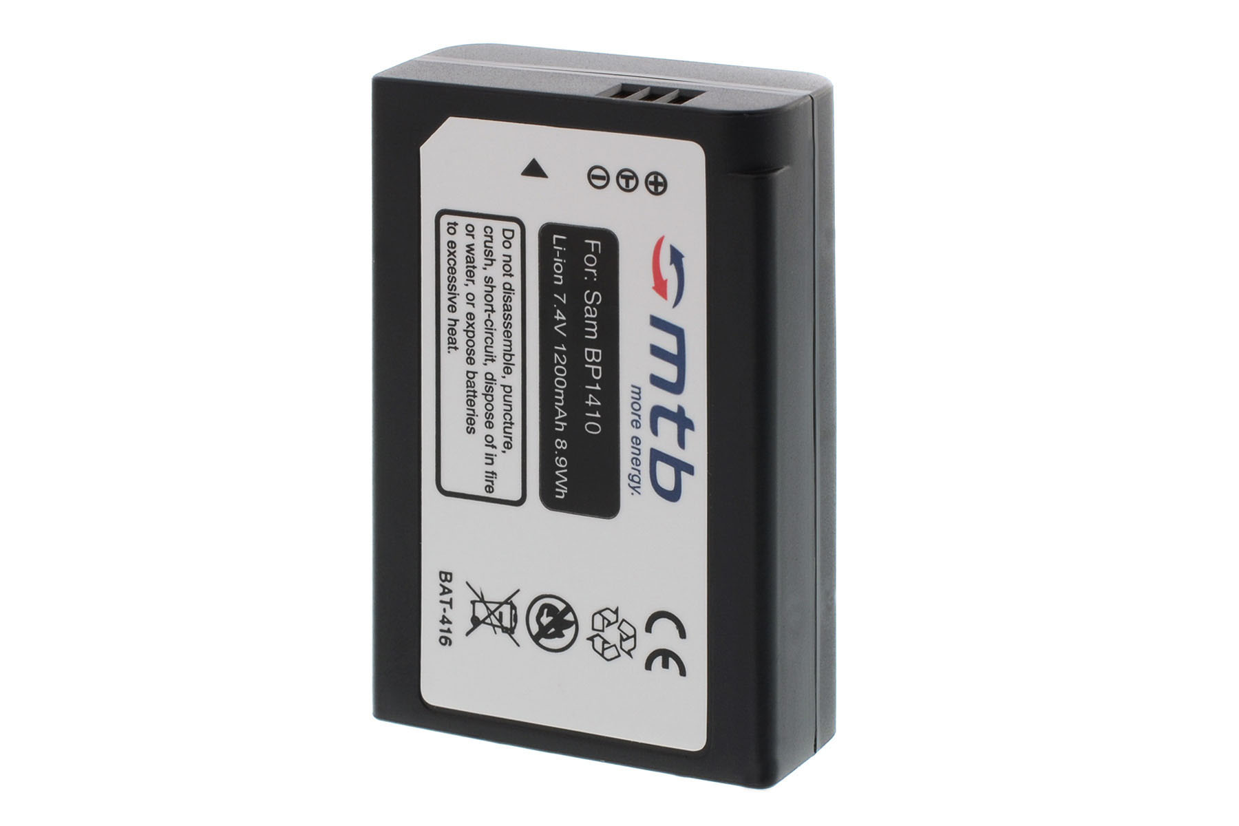 Schwarzer Akku mit Text: Für Sam BP1410, Li-Ion 7,4V 1200mAh 8,9Wh.