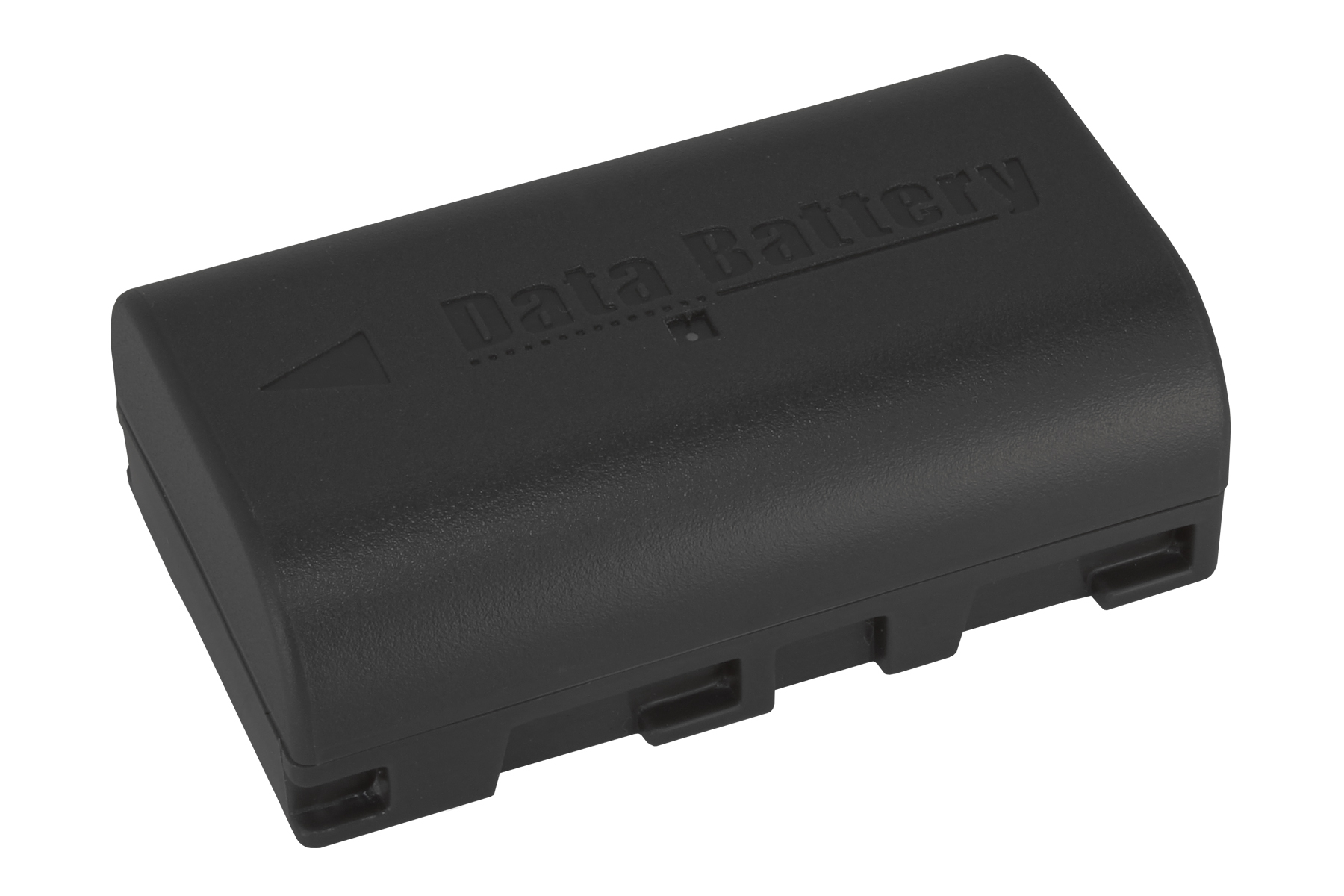 Schwarzer rechteckiger Akku. Data Battery ist aufgedruckt. Pfeil oben.