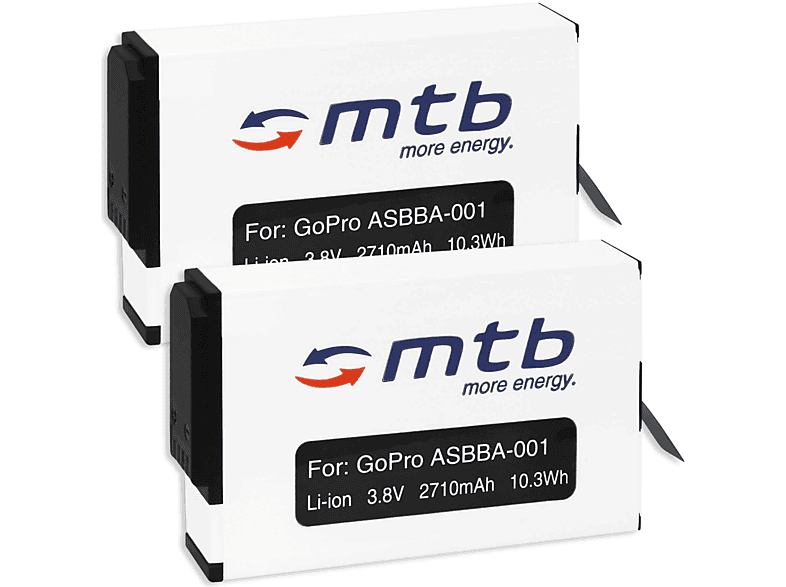MTB MORE ENERGY 2x Akku für GoPro Fusion ASBBA-001 Akku, Li-Ion, 2710 ...
